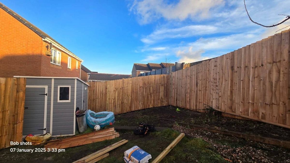 New garden steps built into a sloped garden